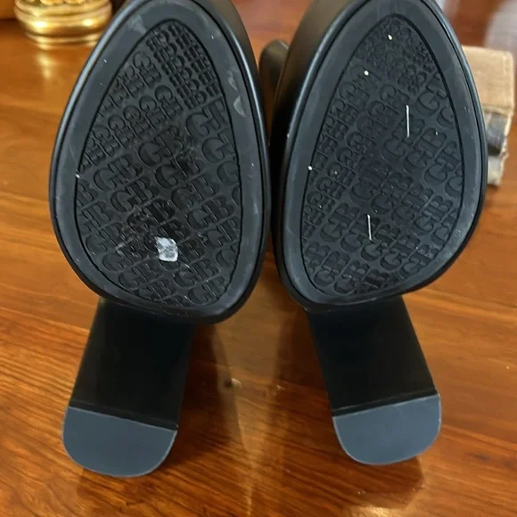 Gianni Bini Levi Tate Leather Platform Black Mid Boots - Picture 9 of 11